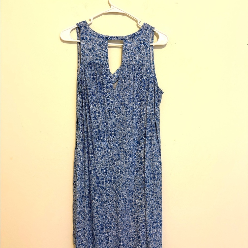 2/$15 Old Navy Blue Floral Sleeveless Keyhole Back Mini Dress | Size M - Picture 2 of 7